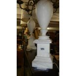 A pair of tall alabaster table lamps. a/f.