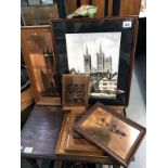 A picture of Lincoln Cathedral and 5 copper etchings