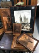 A picture of Lincoln Cathedral and 5 copper etchings