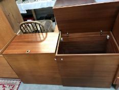 2 teak effect chests/over head cabinets