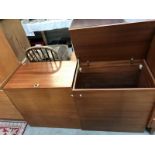 2 teak effect chests/over head cabinets