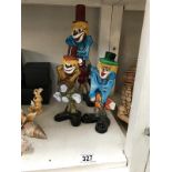 3 Murano glass clowns