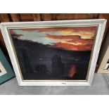 A sunset tin mine oil painting on canvas