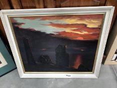 A sunset tin mine oil painting on canvas