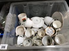 A box of crested souvenir cips & saucers