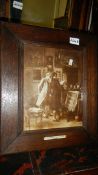 A Victorian oak framed and glazed print entitled 'The Print Collector', Meissonier.