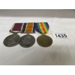 A bar of 3 1914-18 medals including long service, 22902 S.Sgt J H Bush, R. G. A. 1914-19.