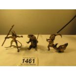 3 antique brass figures being Satan, Wizard and pixie.