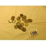 35 silver threepenny bits, approximately 50 grams.