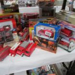 A collectionof UK and European die cast fire engines,.