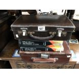2 small leather brief cases - one with used appointment diaries (1939 - 1980 including ARP's) and