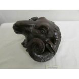 A fine quality carved wood rams head.