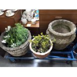 3 large concrete planters