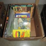 A box of books on Hornby, Triang and Dinky toys.