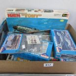 3 Revell model aircraft kits (Sopwith triplane, Boeing P-26A, Kawasiki K160),