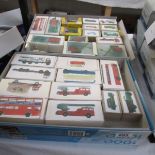 4 trays of die cast and plastic models in home made boxes.