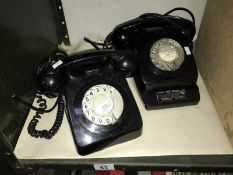 2 vintage black telephones