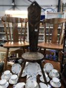 A spinning chair with carved depictions of Scottish emblems