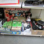 A quantity of vintage games including Airfix Fighter Command game, Parker Super Striker,