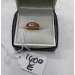 A 9ct gold 3 stone diamond ring, size N,.
