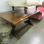 An oak dining table.