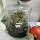 A model under glass dome with insects, seahorse, lizards etc.