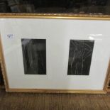 A framed and glazed Eric Gill (1882-1940) pair of nude engravings from '25 Nudes' published by J.