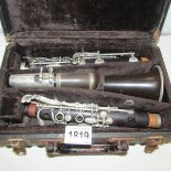 An old cased clarinet.