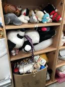 3 shelves of cuddly toys/dolls