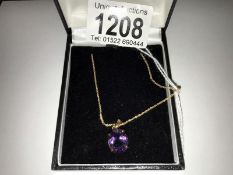 A 9ct gold amethyst set pendant.