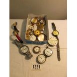 5 pocket watches including silver for spare or repair.