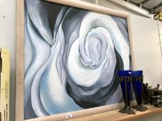 A large modern art painting of a flower