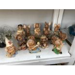 A collection of 15 Pendelfin figurines including Old Bill & Morning Star