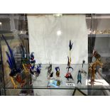 16 hand-blown animal & bird figures (1 shelf)