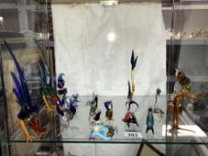 16 hand-blown animal & bird figures (1 shelf)