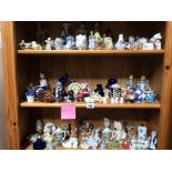 3 shelves of porcelain & other ornaments & figurines