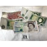 A quantity of bank notes (10/- note & 4 old £1 notes)