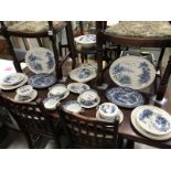A quantity of blue and white ware mostly Johnson Bros