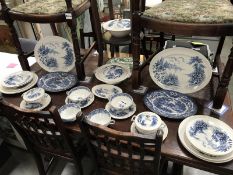 A quantity of blue and white ware mostly Johnson Bros