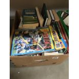 A box of books on sport