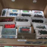 Approximately 20 '00' gauge tank engines in home made boxes.