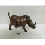 A carved wood wild boar, a/f.