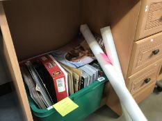 A box of football memorabilia including shootout cards,