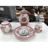 6 assorted items of china (mostly red & white) including Meakin and Carltonware