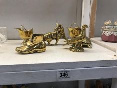 A rare heavy brass fox, tortoise, match box & pigeon etc.