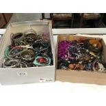 2 boxes of costume jewellery