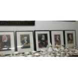 6 framed and glazed prints of judges by Ballon.