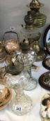 4 assorted oil lamps including peg lamp A/F