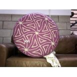 An Amy Kent designer bespoke rugs pouffe with cloth storage bag (round with pink design) new never