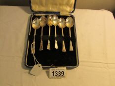 A cased set of 6 silver teaspoons, Angora Silver Co., 1941, Sheffield.